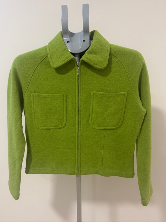 Emanuel Ungaro Jackets & Blazers - Emanuel Ungaro Liberte Lime Green Vintage 90s 100% Wool Cropped Shacket Jacket